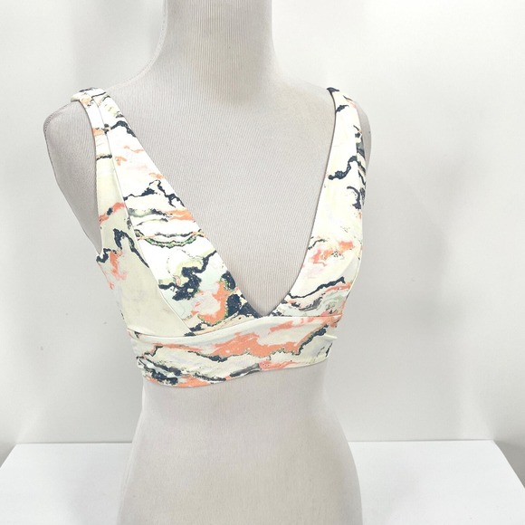 MAAJI Reversible Triangle Bikini Top Small Gray Sunray Catcher Lace Up Swimsuit - Picture 2 of 9